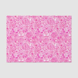 Papier Mousseline Preppy Palm Beach Imprimer Renards et fleurs roses