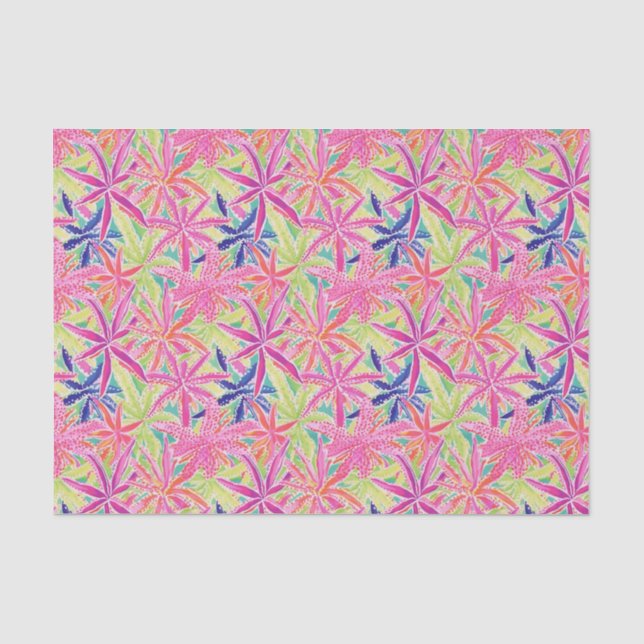 Papier Mousseline Preppy Palm Beach Motif de fleurs tropicales (Recto)