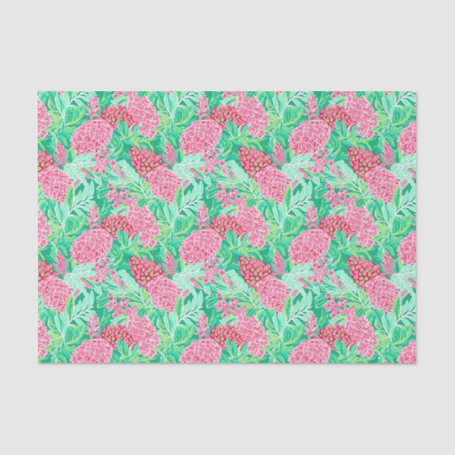 Papier Mousseline Preppy Palm Beach Motif de fleurs tropicales (Recto)