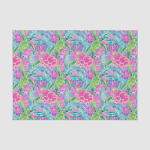 Papier Mousseline Preppy Palm Beach Motif de tortues tropicales