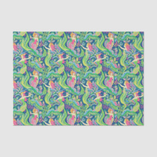 Papier Mousseline Preppy Palm Beach Motif tropical Mermaids