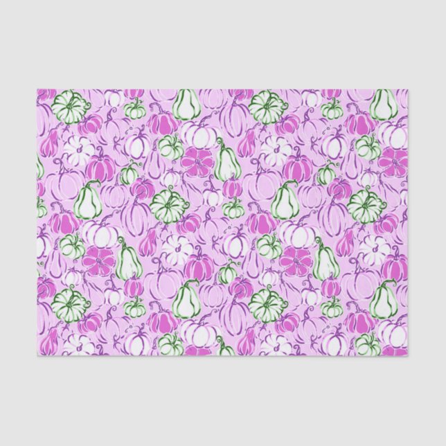 Papier Mousseline Preppy Palm Beach Print Lavender & Green Citrouill (Recto)