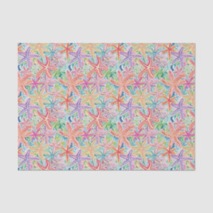 Papier Mousseline Preppy Palm Beach Tropical Starfish Motif