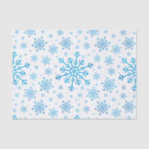 Papier Mousseline Pretty Blue Christmas Snowflakes sur Winter White