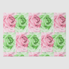 Papier Mousseline Pretty in Pink & Green Rose Tissue Wrap