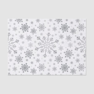 Papier Mousseline Pretty Silver Flammes de neige de Noël en hiver bl