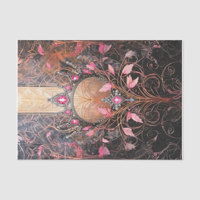 Papier Mousseline Princesse du Monde, Royal Pink Art Déco (Recto)