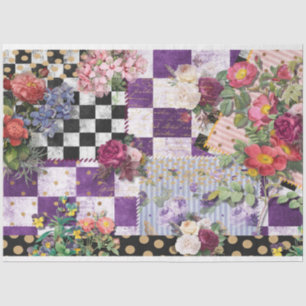 Papier Mousseline Printemps Whimsy Vérifie Floral Decoupage Tissu Pa