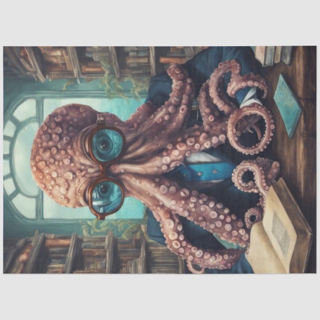 Papier Mousseline Professeur Inkwell, Dapper Octopus Découpage (Recto)