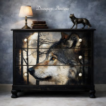 Profil de loup au clair de lune Decoupage