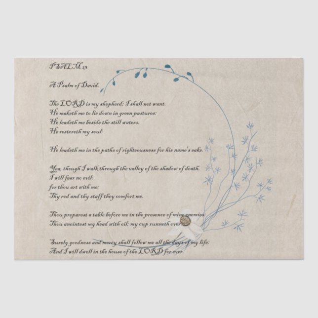 Papier Mousseline Psaume 23 Fleur sauvage de prière du Seigneur Tiss (Recto)