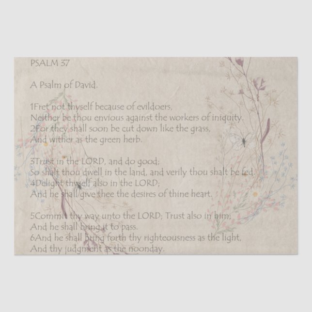Papier Mousseline Psaume 37 Fleur sauvage Inspirational Tissu Paper (Recto)