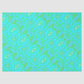 Papier Mousseline Psychédélique rétro hippie soixantaine verte bleu 