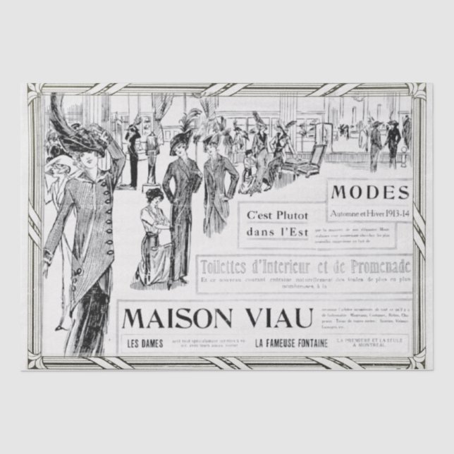 Papier Mousseline Publicité de mode française Lady Frame Découpage (Recto)
