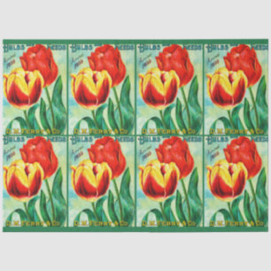 Papier Mousseline Publicité pour un jardin antique, Tulipes rouges j