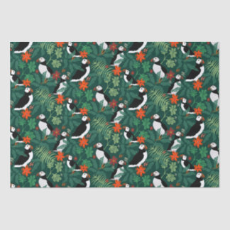 Papier Mousseline Puffin Motif vert verdoyant