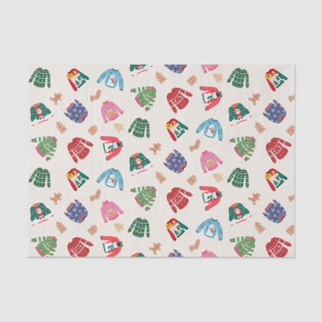 Papier Mousseline Pullovers de Noël et biscuits au gingembre  (Recto)