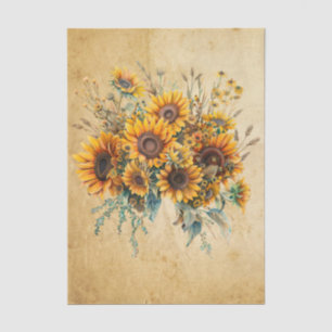 Papier Mousseline Pulvérisation de tournesols de style vintage sur p