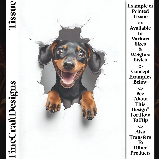 Papier Mousseline Puppy Chien Mignonne Peeking Dachshund CN8 Découpa (Créateur téléchargé)