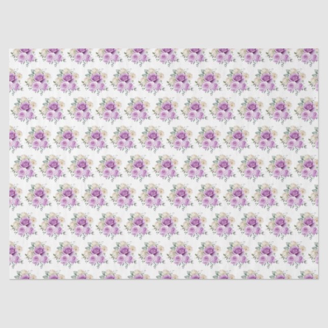 Papier Mousseline Purple and Silver Elegant Flowers (Recto)