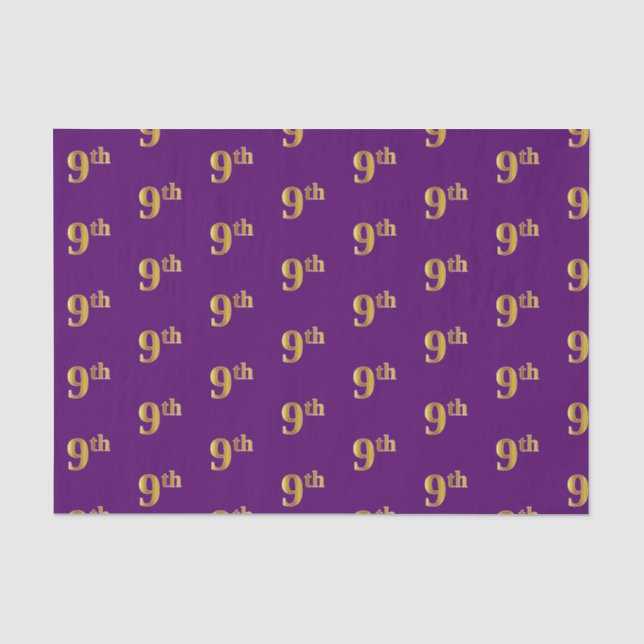 Papier Mousseline Purple, Faux Gold 9th (Neuvième) Event Tissue Pape (Recto)