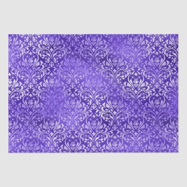 Papier Mousseline Purple Glam Damask Elegant Floral Design (Recto)