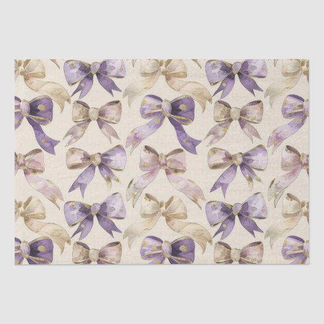 Papier Mousseline Purple Gold Bows Anniversaire (Recto)