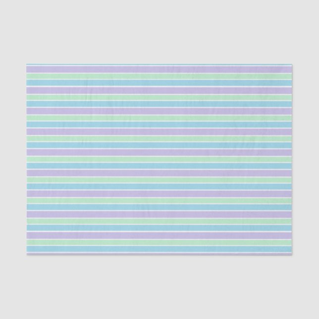 Papier Mousseline Purple, Green and Blue Pastel Stripes (Recto)