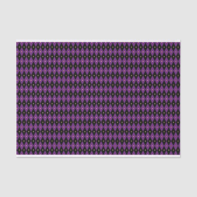 PAPIER MOUSSELINE PURPLE & NOIR MARDI GRAS MOTIFS DIAMOND (Recto)