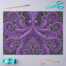 Papier Mousseline Purple Octopus Victorian Steampunk Kraken
