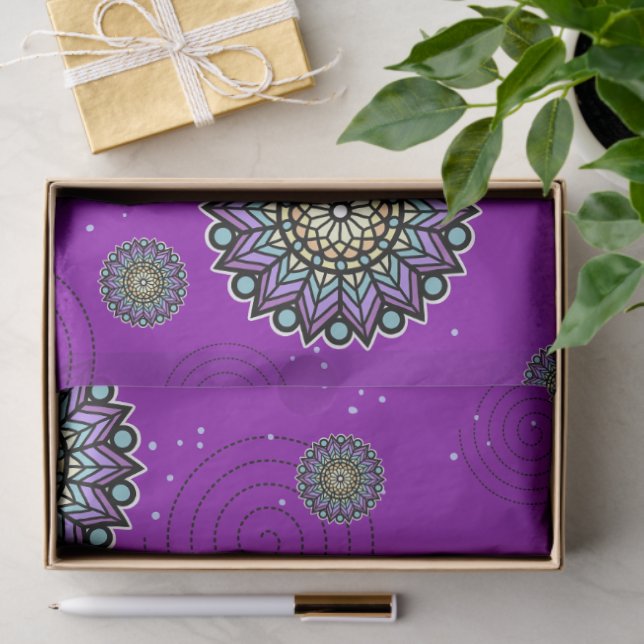 Papier Mousseline Purple Themed Round Design Pattern (Cadeau)