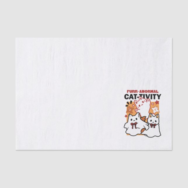 Papier Mousseline Purr-anormal Cat Cat mignonne Halloween Conception (Recto)