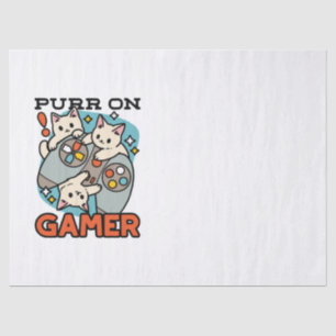 Papier Mousseline Purr On Gamer - Conception De Jeu De Chat Cute