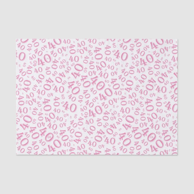 Papier Mousseline quarantième Motif rose et blanc d'anniversaire de (Recto)