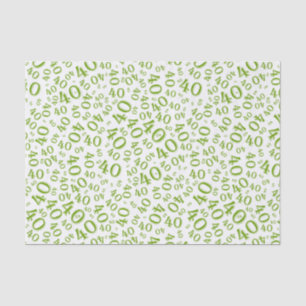 Papier Mousseline quarantième Motif vert et blanc d'anniversaire de