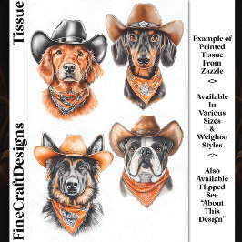 Papier Mousseline Quatre Chiens Occidentaux Cowboy En Casquette DN9R
