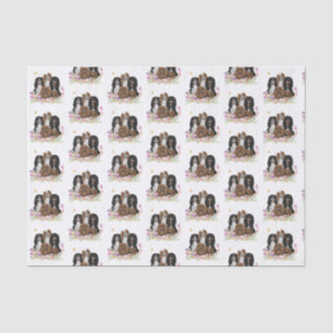 Papier Mousseline Quatre Espagnols du roi Charles Cavalier en fleurs
