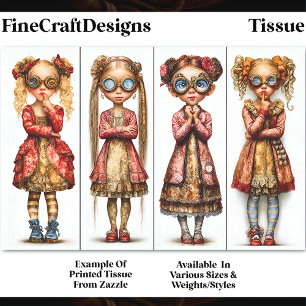 Papier Mousseline Quatre jolies filles steampunk excentriques DV3R d