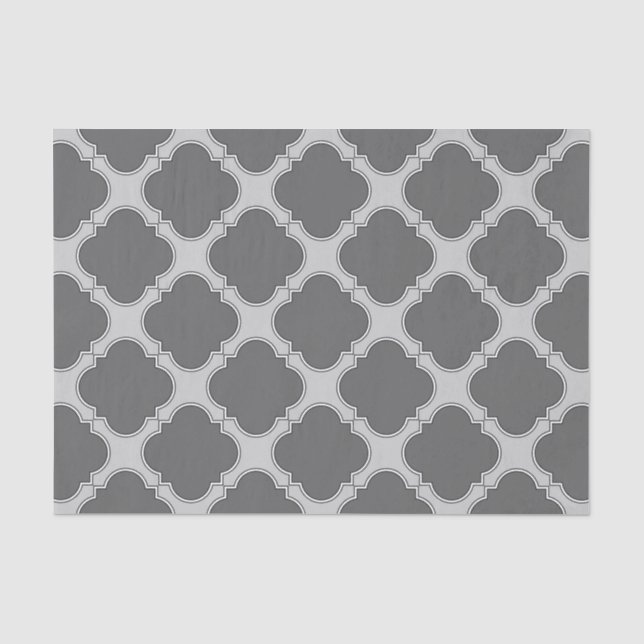 Papier Mousseline Quatrefoil dans les tons gris (Recto)