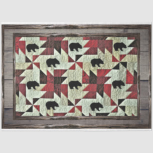 Papier Mousseline Quilt d'ours noir Bois rustique