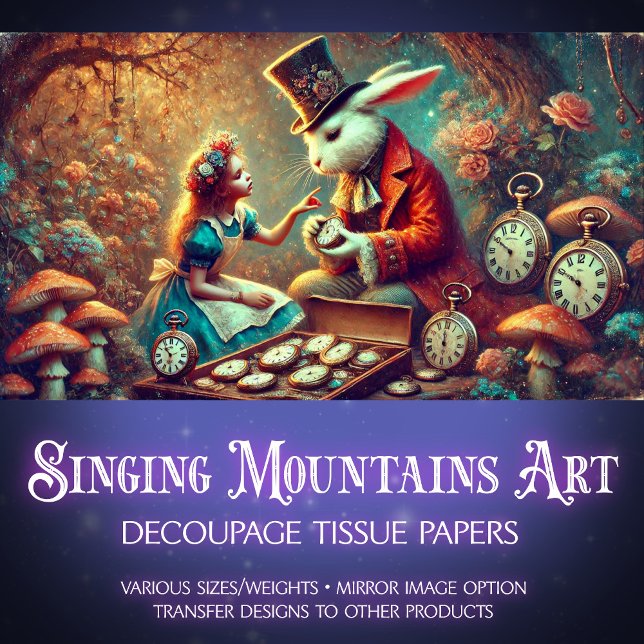 Papier Mousseline Rabbit et Alice Wonderland Forêt Magique Découpage (Créateur téléchargé)