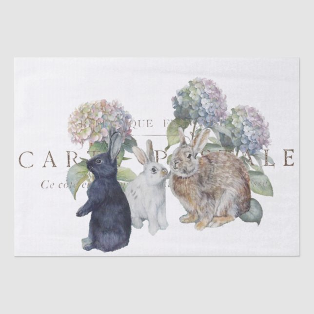 Papier Mousseline Rabbit Hydrangea Carte Postale Carte Fleur Découpa (Recto)