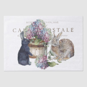 Papier Mousseline Rabbit Hydrangea Flower Bucket French Decoupage