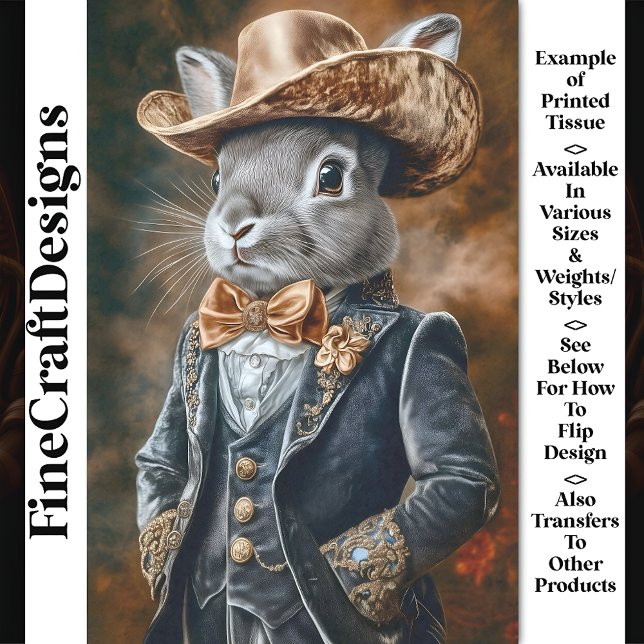 Papier Mousseline Rabbit Luxe Wild West Style Outfit CF3 Decoupage (Créateur téléchargé)