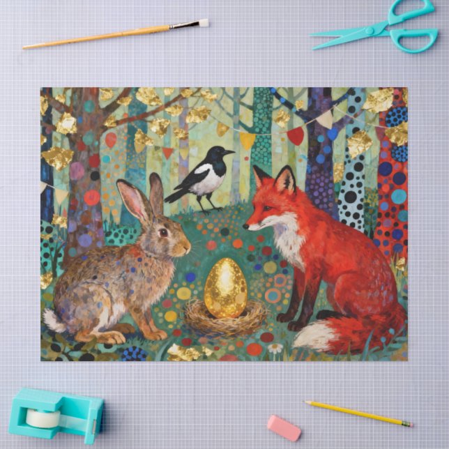Papier Mousseline Rabbit, Magpie, Fox and “The Golden Goose Egg” (Artisanat)