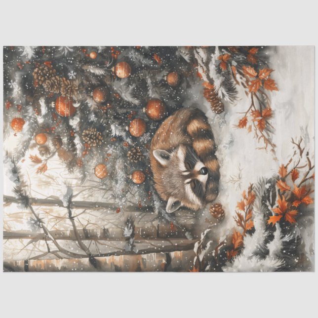 Papier Mousseline Raccoon dormant Russe Découpage de Noël (Recto)