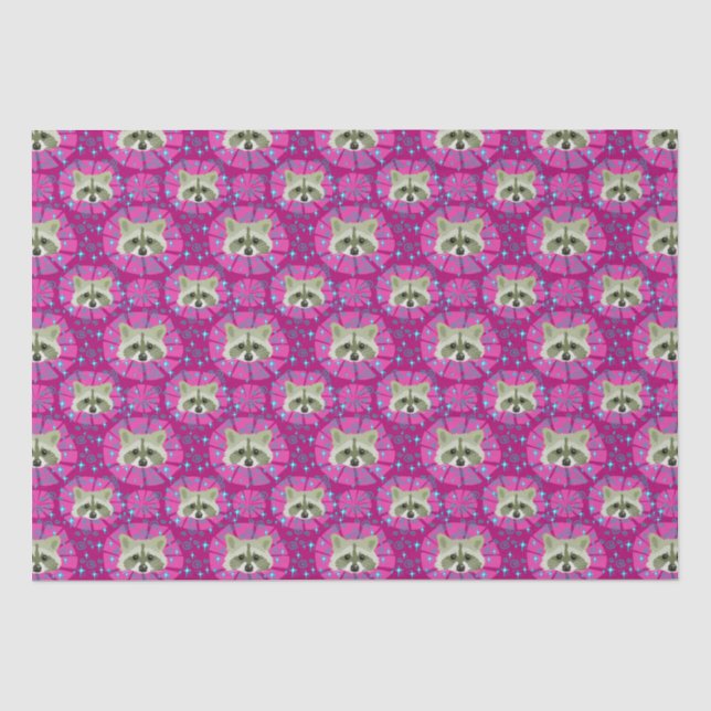 Papier Mousseline raccoon_gris et rose (Recto)