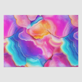 Papier Mousseline Rainbow Agate | Vibrant Abstract Stone Pattern