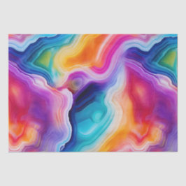 Papier Mousseline Rainbow Agate | Vibrant Abstract Stone Pattern