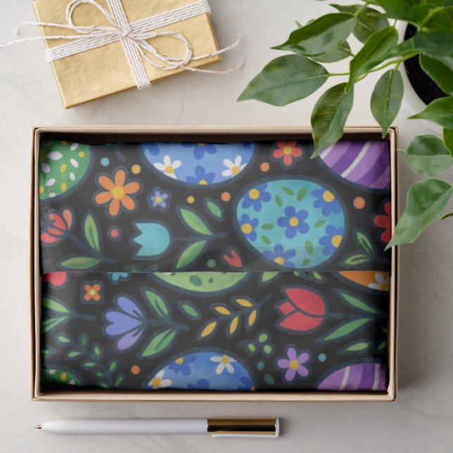 Papier Mousseline Rainbow Easter Eggs and Flowers (Cadeau)